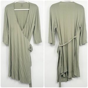 Caden Lane Womens Sage Green Bamboo Knit Maternity Nursing Wrap Robe Size XS/S